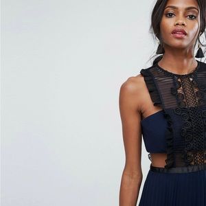 ASOS Lace Jumper Pleated Midi Dress